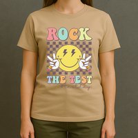 Rock The Test Testing Day Retro Motivational Teacher Student T-Shirt