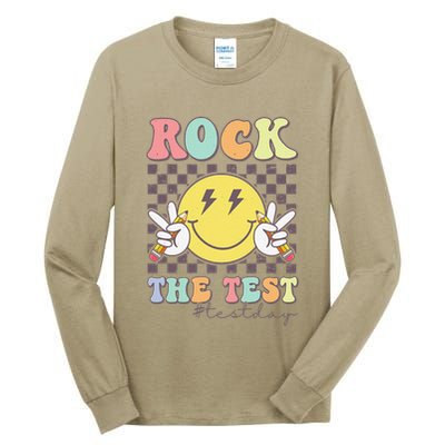 Rock The Test Testing Day Retro Motivational Teacher Student Tall Long Sleeve T-Shirt