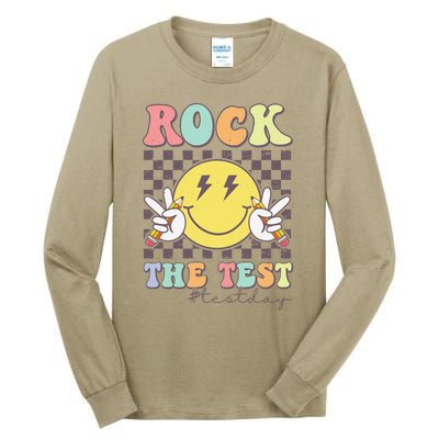 Rock The Test Testing Day Retro Motivational Teacher Student Tall Long Sleeve T-Shirt