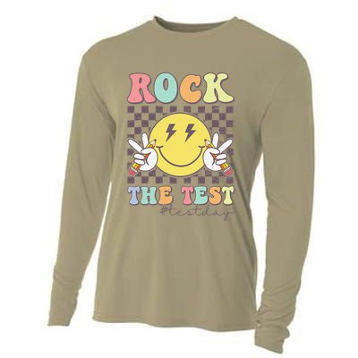Rock The Test Testing Day Retro Motivational Teacher Student Cooling Performance Long Sleeve Crew