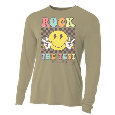 Rock The Test Testing Day Retro Motivational Teacher Student Cooling Performance Long Sleeve Crew