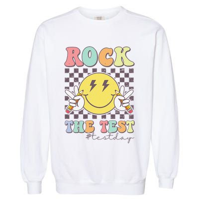 Rock The Test Testing Day Retro Motivational Teacher Student Garment-Dyed Sweatshirt