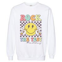 Rock The Test Testing Day Retro Motivational Teacher Student Garment-Dyed Sweatshirt