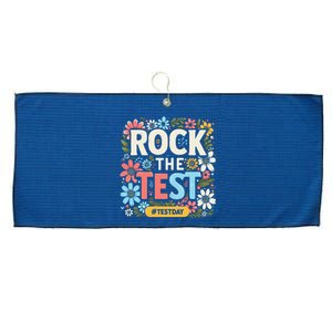 Rock The Test Motivational Teacher Student Testing Day Large Microfiber Waffle Golf Towel