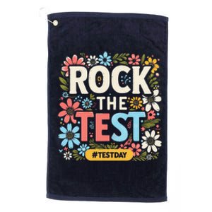 Rock The Test Motivational Teacher Student Testing Day Platinum Collection Golf Towel