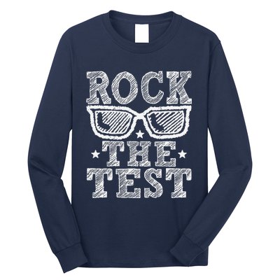 Rock The Test Testing Day Retro Motivational Teacher Student Long Sleeve Shirt