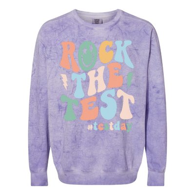 Rock The Test Testing Day Retro Motivational Teacher Student Colorblast Crewneck Sweatshirt