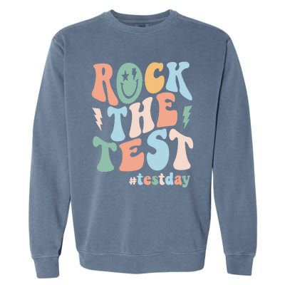 Rock The Test Testing Day Retro Motivational Teacher Student Garment-Dyed Sweatshirt