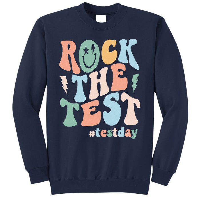 Rock The Test Testing Day Retro Motivational Teacher Student Tall Sweatshirt