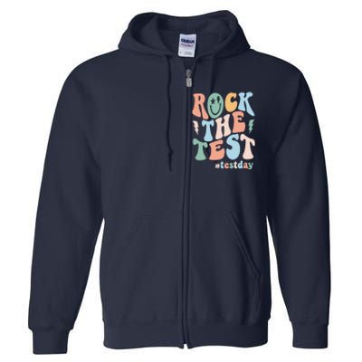 Rock The Test Testing Day Retro Motivational Teacher Student Full Zip Hoodie