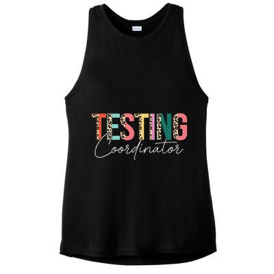 Rock The Test Teacher Test Day Testing Coordinator Leopard Ladies PosiCharge Tri-Blend Wicking Tank