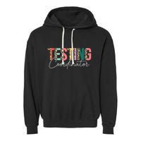 Rock The Test Teacher Test Day Testing Coordinator Leopard Garment-Dyed Fleece Hoodie