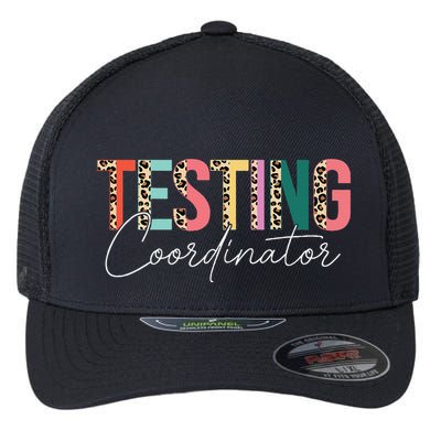 Rock The Test Teacher Test Day Testing Coordinator Leopard Flexfit Unipanel Trucker Cap