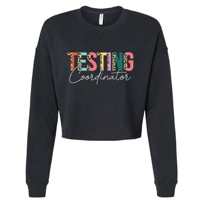 Rock The Test Teacher Test Day Testing Coordinator Leopard Cropped Pullover Crew