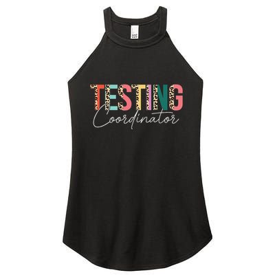 Rock The Test Teacher Test Day Testing Coordinator Leopard Women's Perfect Tri Rocker Tank