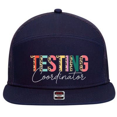 Rock The Test Teacher Test Day Testing Coordinator Leopard 7 Panel Mesh Trucker Snapback Hat