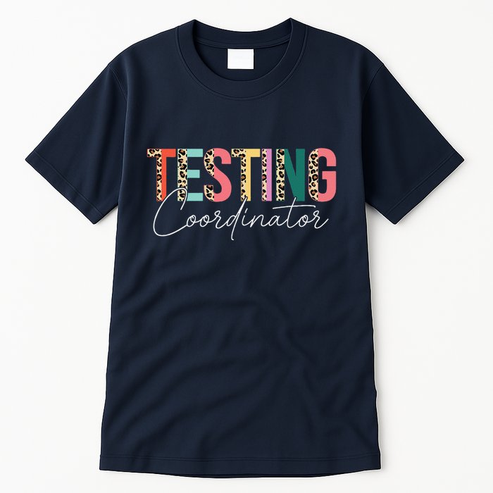 Rock The Test Teacher Test Day Testing Coordinator Leopard Tall T-Shirt