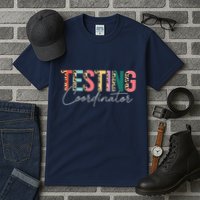 Rock The Test Teacher Test Day Testing Coordinator Leopard Tall T-Shirt