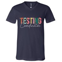 Rock The Test Teacher Test Day Testing Coordinator Leopard V-Neck T-Shirt