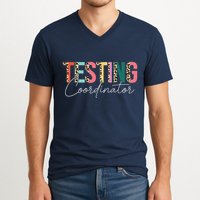 Rock The Test Teacher Test Day Testing Coordinator Leopard V-Neck T-Shirt
