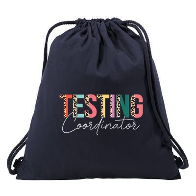Rock The Test Teacher Test Day Testing Coordinator Leopard Drawstring Bag