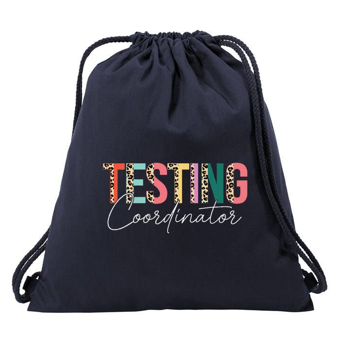 Rock The Test Teacher Test Day Testing Coordinator Leopard Drawstring Bag