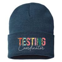 Rock The Test Teacher Test Day Testing Coordinator Leopard Sustainable Knit Beanie