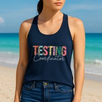 Rock The Test Teacher Test Day Testing Coordinator Leopard Womens Tank Top