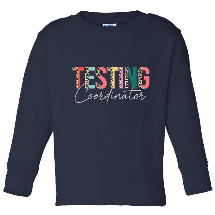 Rock The Test Teacher Test Day Testing Coordinator Leopard Toddler Long Sleeve Shirt