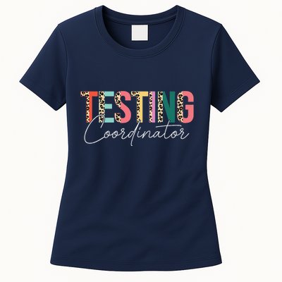 Rock The Test Teacher Test Day Testing Coordinator Leopard Womens T-Shirt
