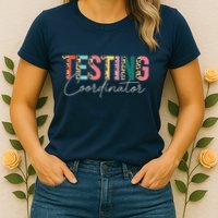 Rock The Test Teacher Test Day Testing Coordinator Leopard Womens T-Shirt
