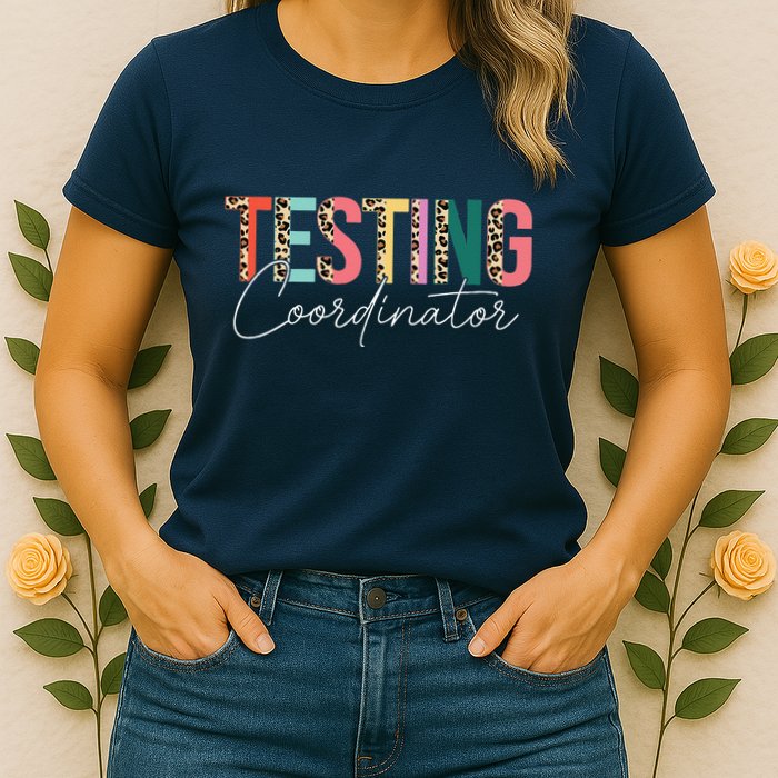 Rock The Test Teacher Test Day Testing Coordinator Leopard Womens T-Shirt