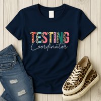 Rock The Test Teacher Test Day Testing Coordinator Leopard Womens T-Shirt