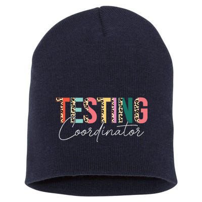 Rock The Test Teacher Test Day Testing Coordinator Leopard Short Acrylic Beanie