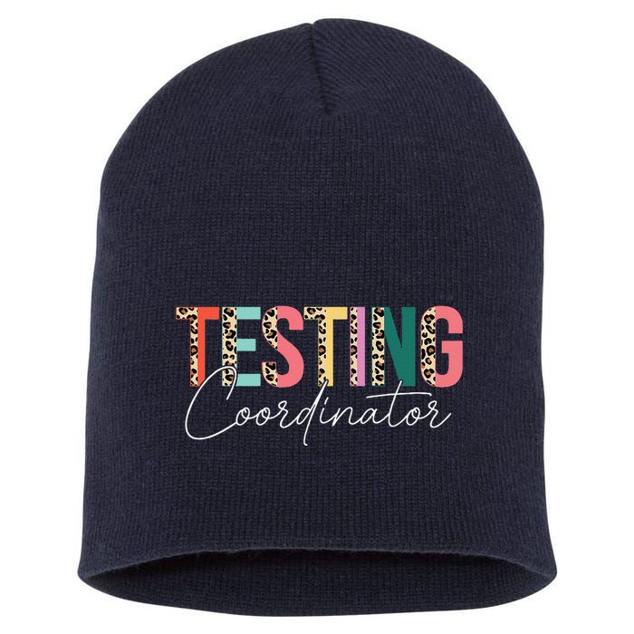 Rock The Test Teacher Test Day Testing Coordinator Leopard Short Acrylic Beanie