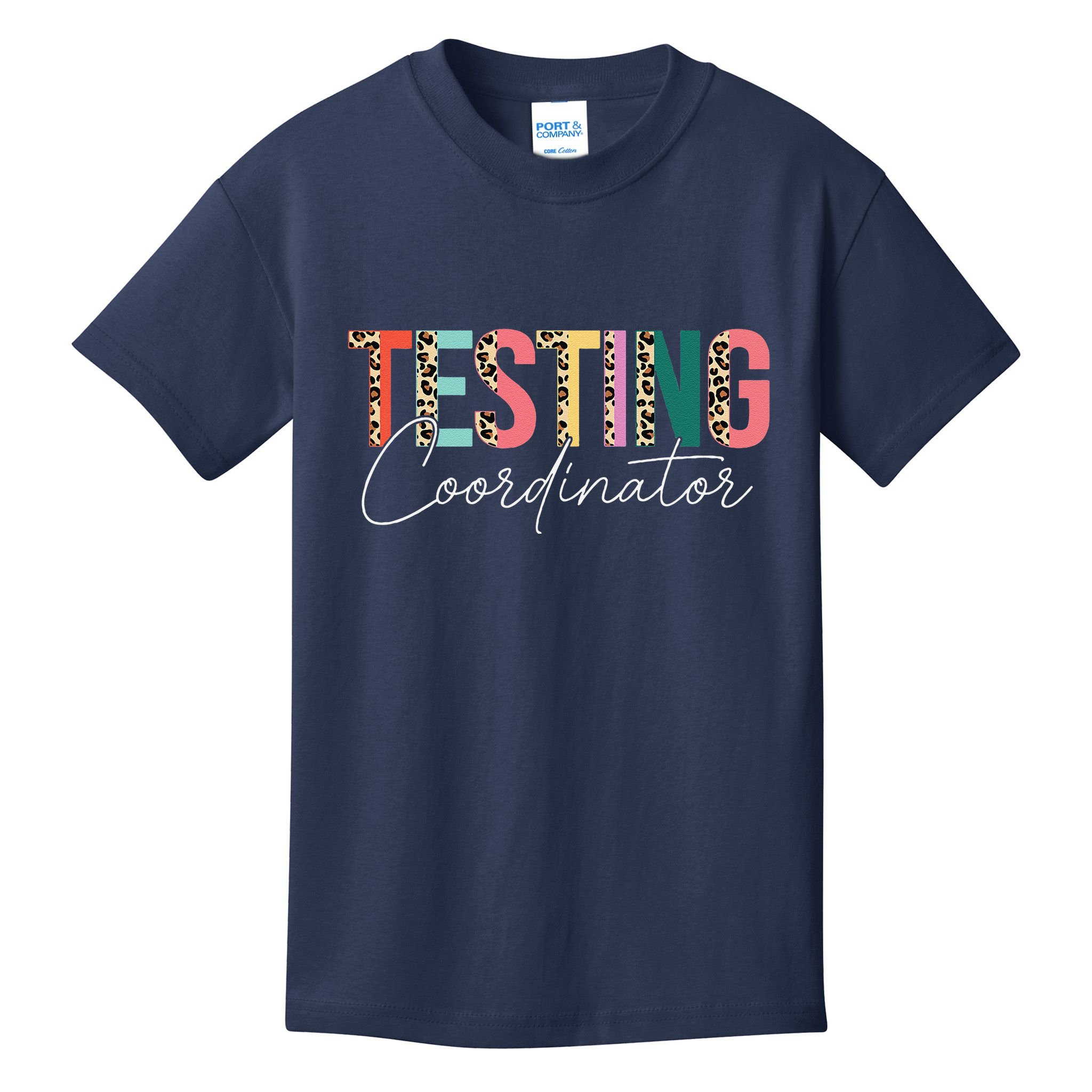 Rock The Test Teacher Test Day Testing Coordinator Leopard Kids T-Shirt