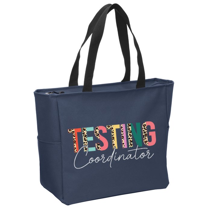 Rock The Test Teacher Test Day Testing Coordinator Leopard Zip Tote Bag