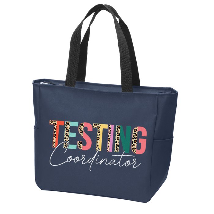 Rock The Test Teacher Test Day Testing Coordinator Leopard Zip Tote Bag