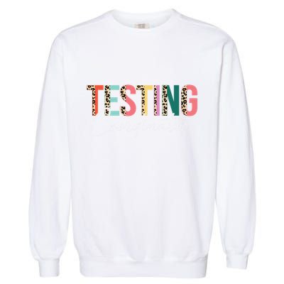 Rock The Test Teacher Test Day Testing Coordinator Leopard Garment-Dyed Sweatshirt