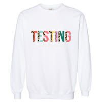 Rock The Test Teacher Test Day Testing Coordinator Leopard Garment-Dyed Sweatshirt