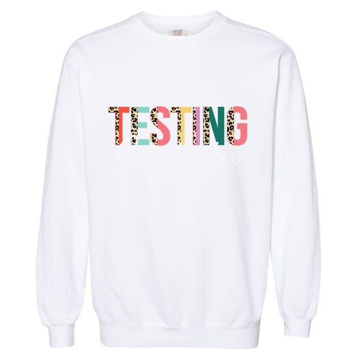 Rock The Test Teacher Test Day Testing Coordinator Leopard Garment-Dyed Sweatshirt