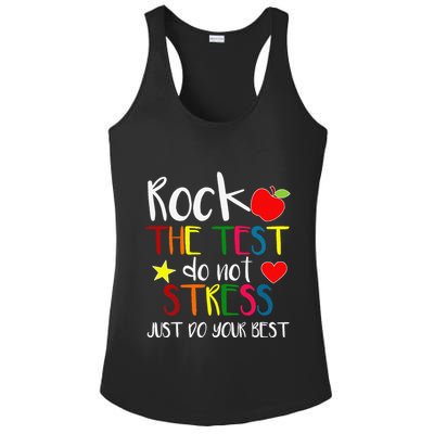 Rock The Test Teacher Test Day Testing Day Funny Teacher Ladies PosiCharge Competitor Racerback Tank