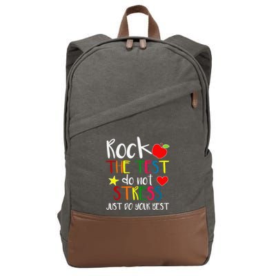 Rock The Test Teacher Test Day Testing Day Funny Teacher Cotton Canvas Backpack