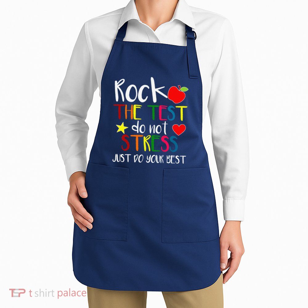 Rock The Test Teacher Test Day Testing Day Funny Teacher Apron