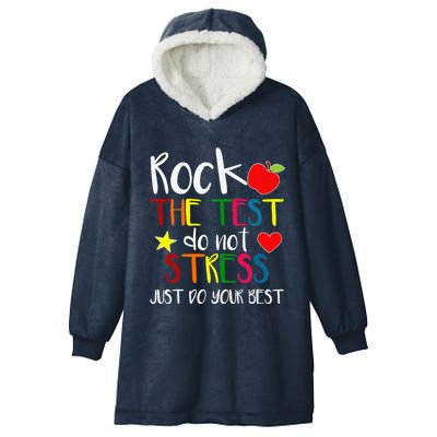 Rock The Test Teacher Test Day Testing Day Funny Teacher Hooded Wearable Blanket