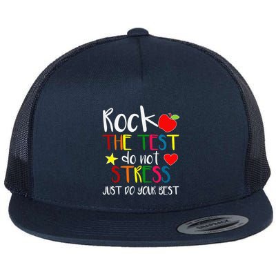 Rock The Test Teacher Test Day Testing Day Funny Teacher Flatbill Hat