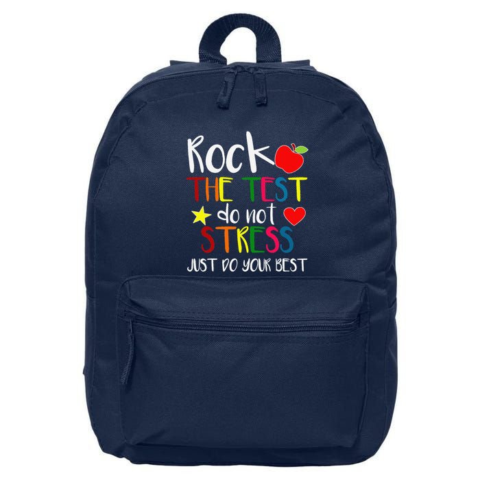 Rock The Test Teacher Test Day Testing Day Funny Teacher 16 in Basic Backpack