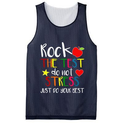 Rock The Test Teacher Test Day Testing Day Funny Teacher Mesh Reversible Basketball Jersey Tank