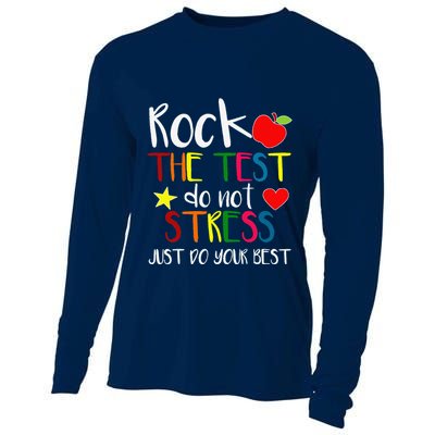 Rock The Test Teacher Test Day Testing Day Funny Teacher Cooling Performance Long Sleeve Crew