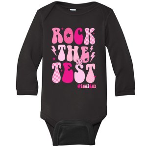 Rock The Test Testing Day Retro Motivational Teacher Student Baby Long Sleeve Bodysuit